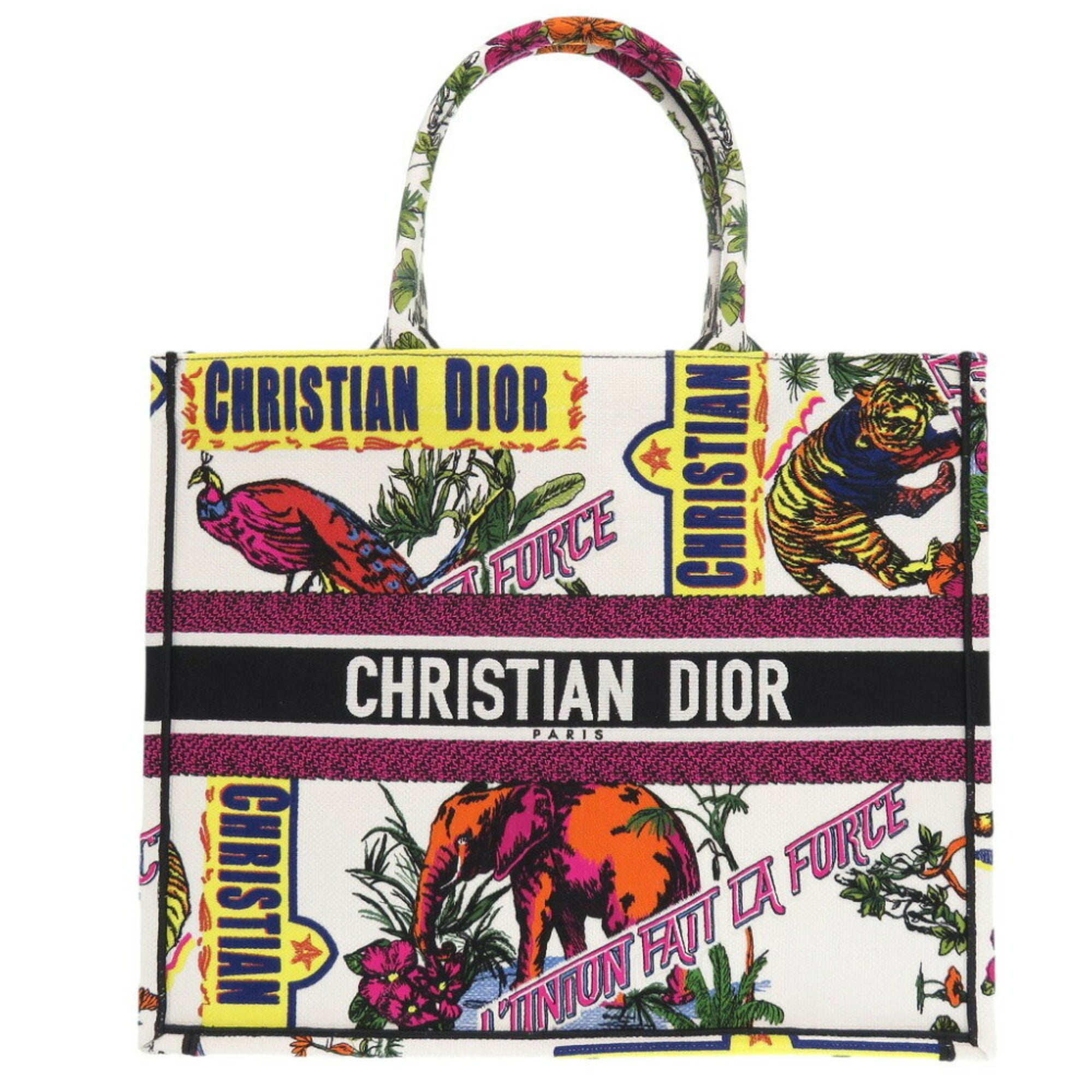CRD Dior Book Tote Large Bag Canvas White 0388Christian