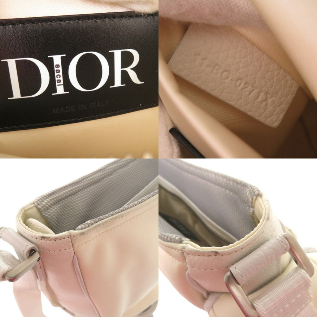 CRD Dior x Sacai Saddle Soft Bag 1ADHO029USG Leather Nylon White Shoulder 1579Christian Men's