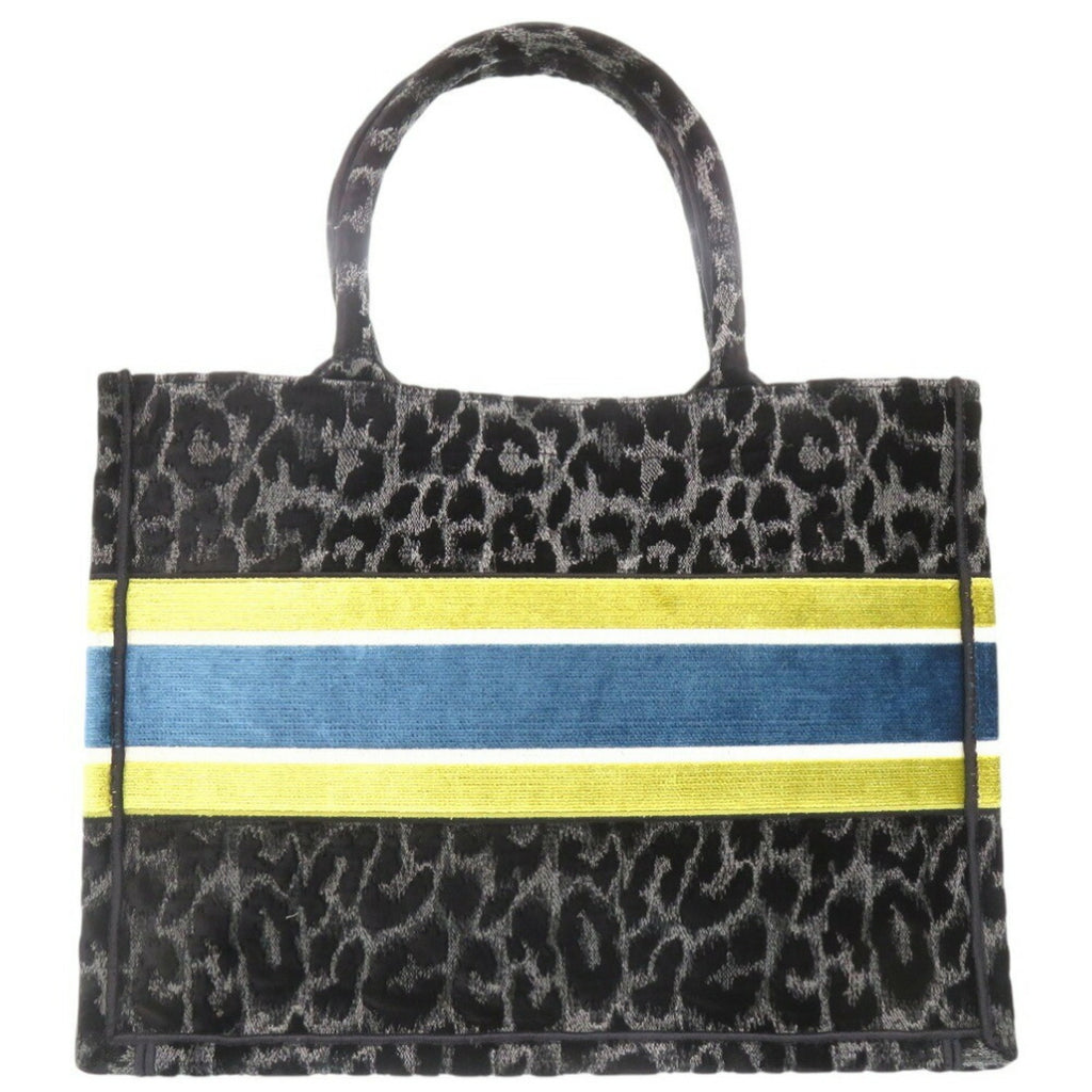 CRD Dior Velour Leopard Book Tote Medium Black 0003Christian