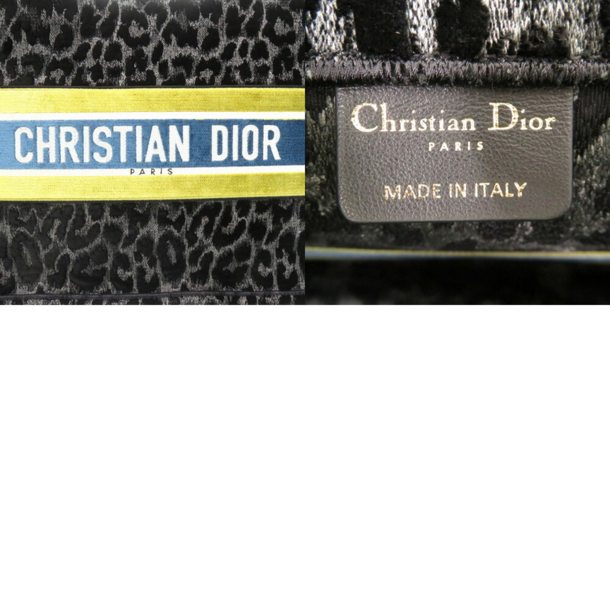 CRD Dior Velour Leopard Book Tote Medium Black 0003Christian