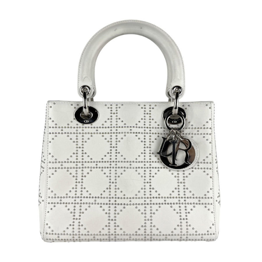 CRD Dior Lady Leather and Metal Shoulder Bag in White for Women, z7623