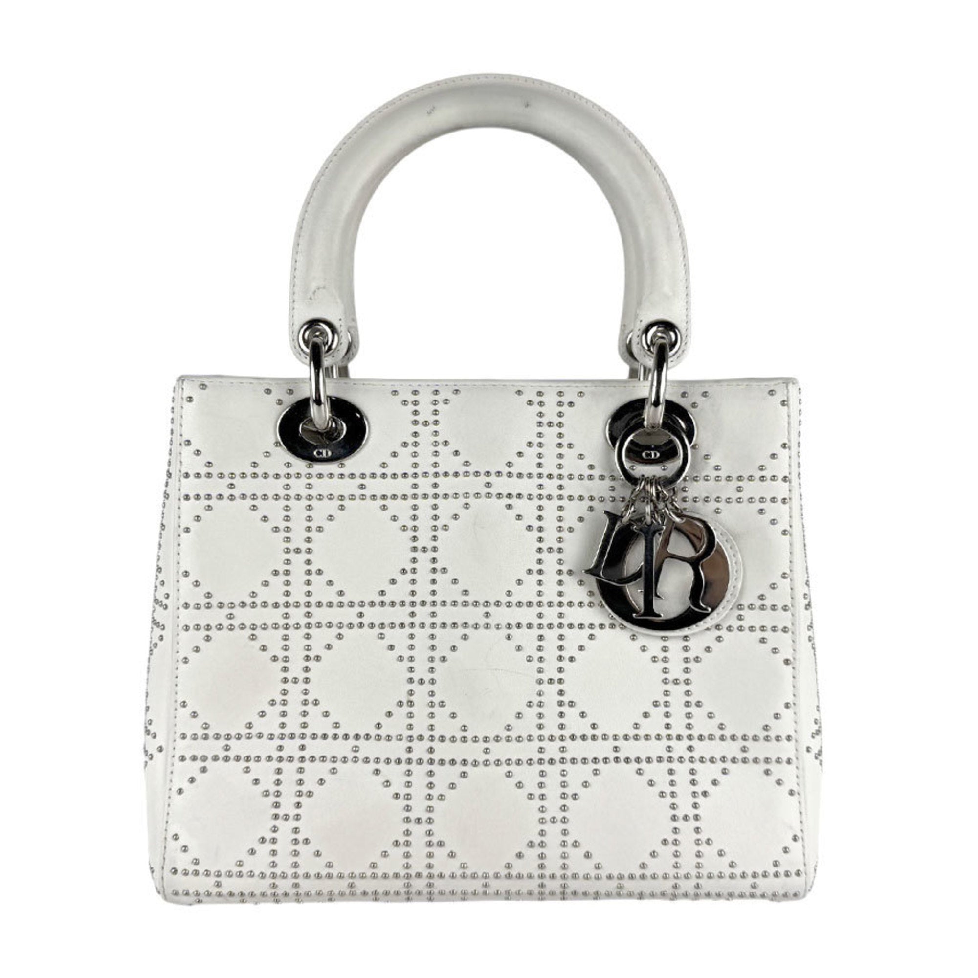 CRD Dior Lady Leather and Metal Shoulder Bag in White for Women, z7623