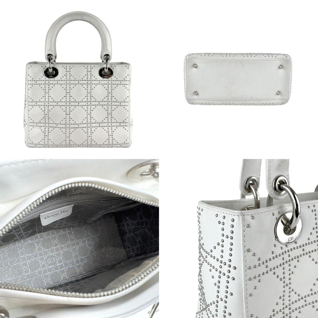 CRD Dior Lady Leather and Metal Shoulder Bag in White for Women, z7623