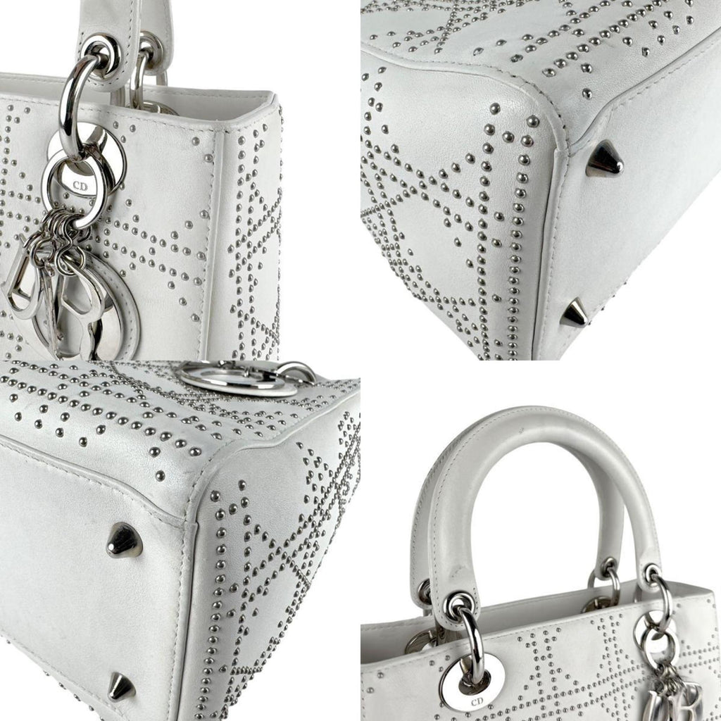 CRD Dior Lady Leather and Metal Shoulder Bag in White for Women, z7623