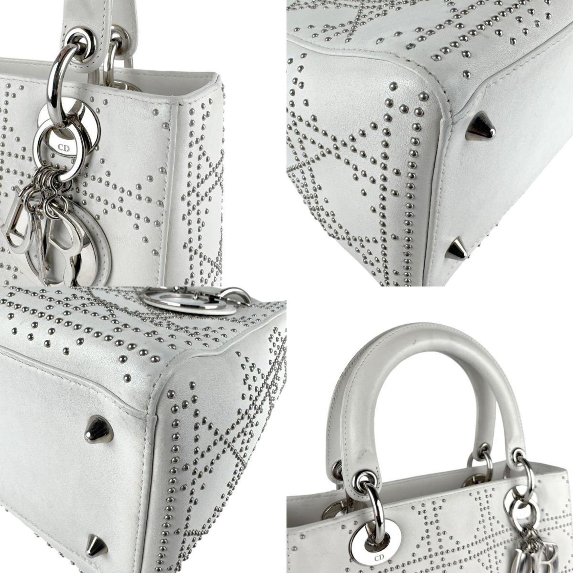 CRD Dior Lady Leather and Metal Shoulder Bag in White for Women, z7623