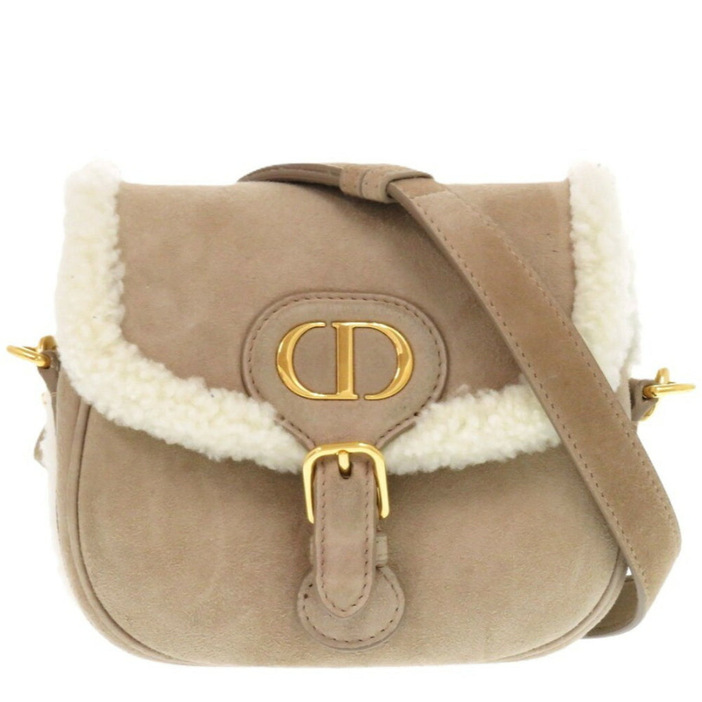CRD Dior Bobby Shearling Suede Mouton Beige Shoulder Bag 0340