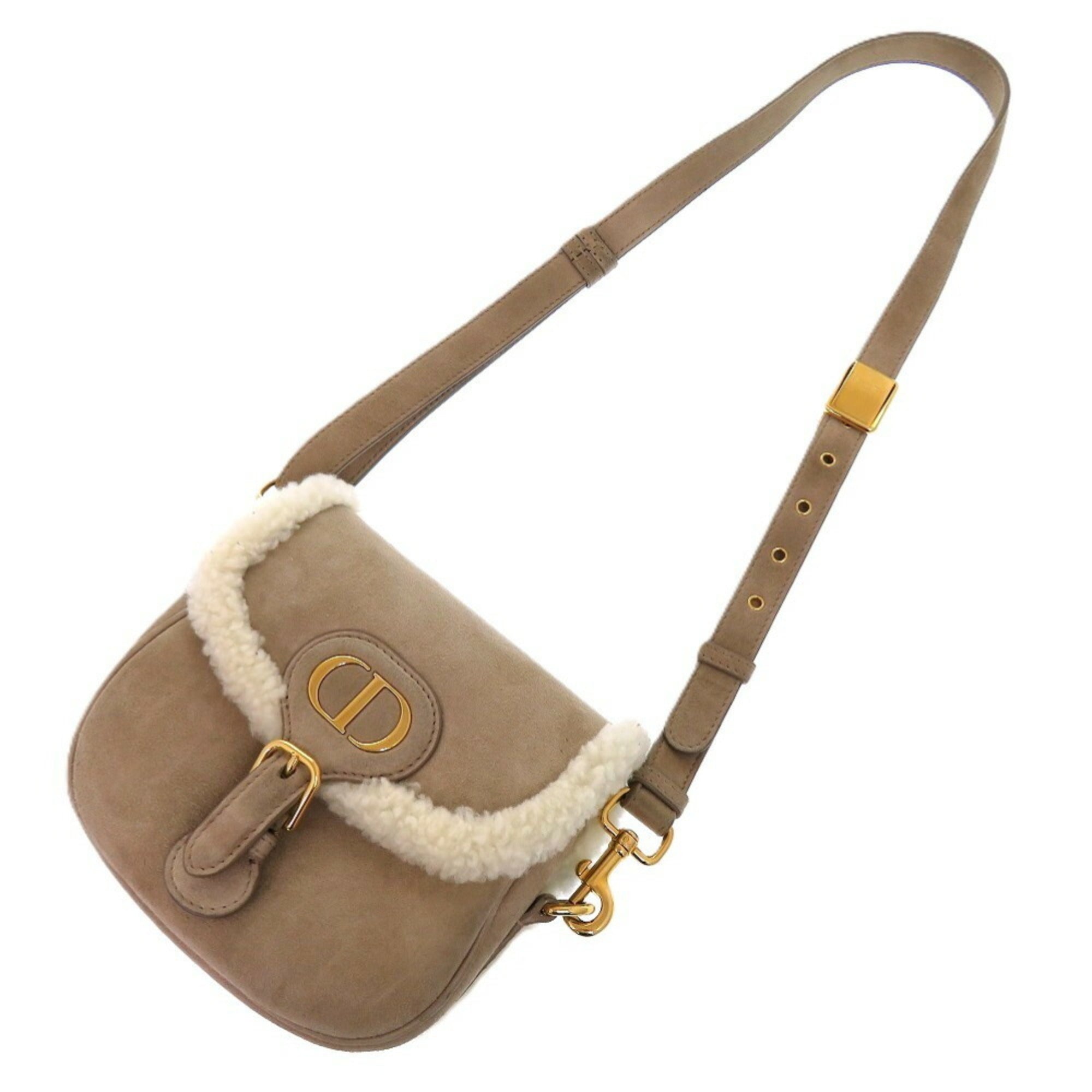 CRD Dior Bobby Shearling Suede Mouton Beige Shoulder Bag 0340