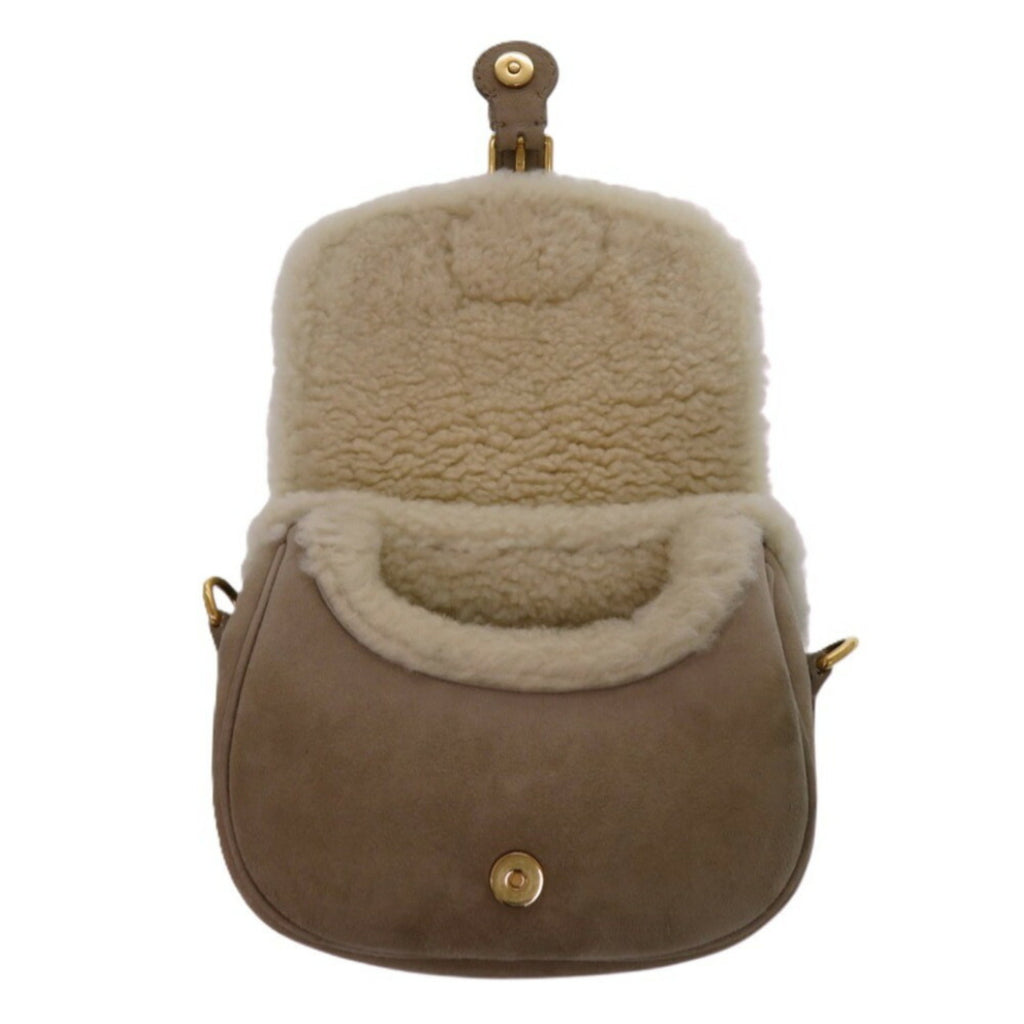 CRD Dior Bobby Shearling Suede Mouton Beige Shoulder Bag 0340