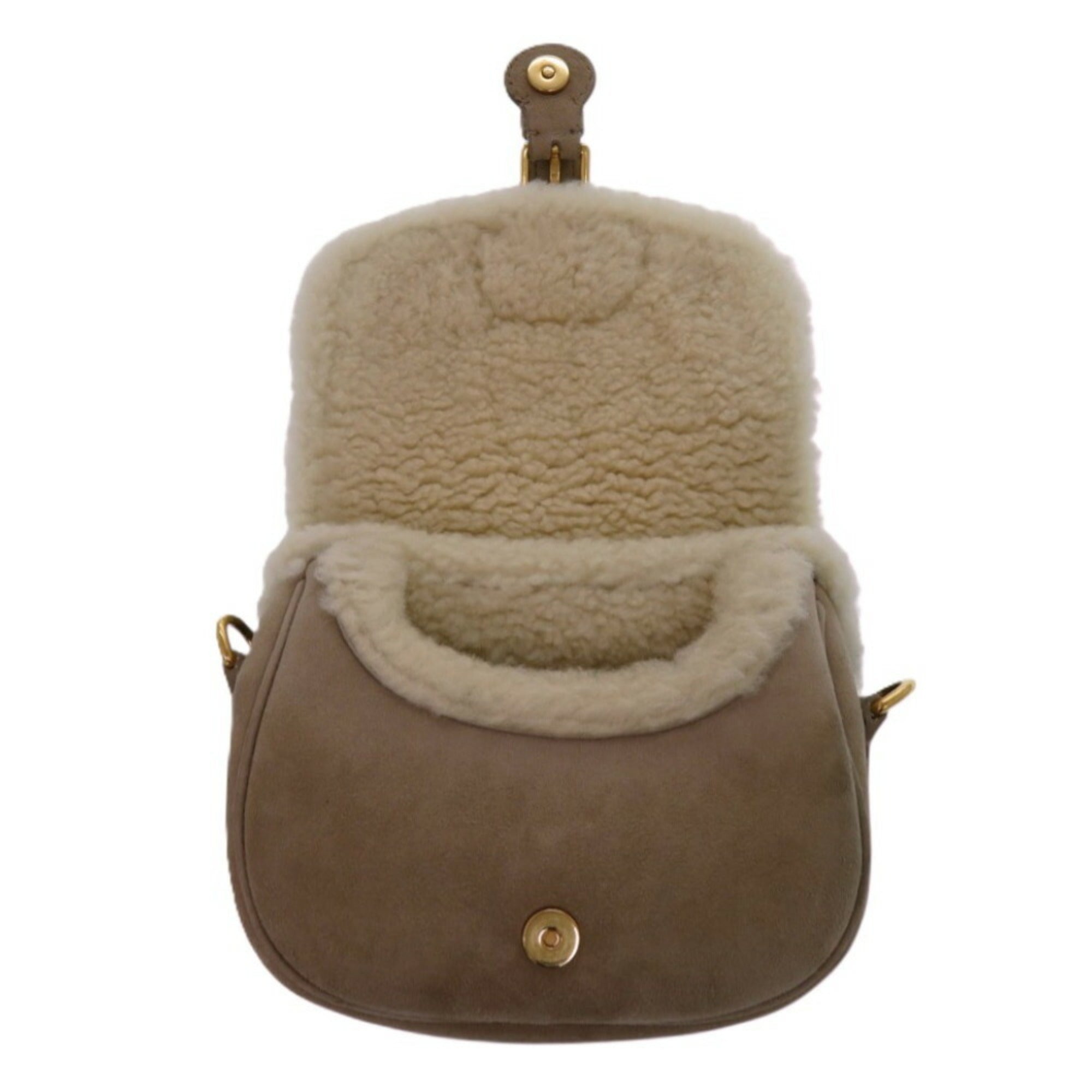 CRD Dior Bobby Shearling Suede Mouton Beige Shoulder Bag 0340