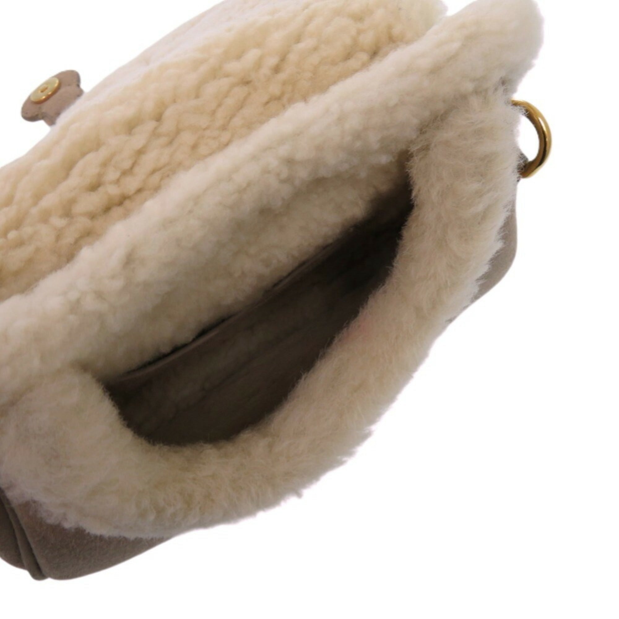 CRD Dior Bobby Shearling Suede Mouton Beige Shoulder Bag 0340