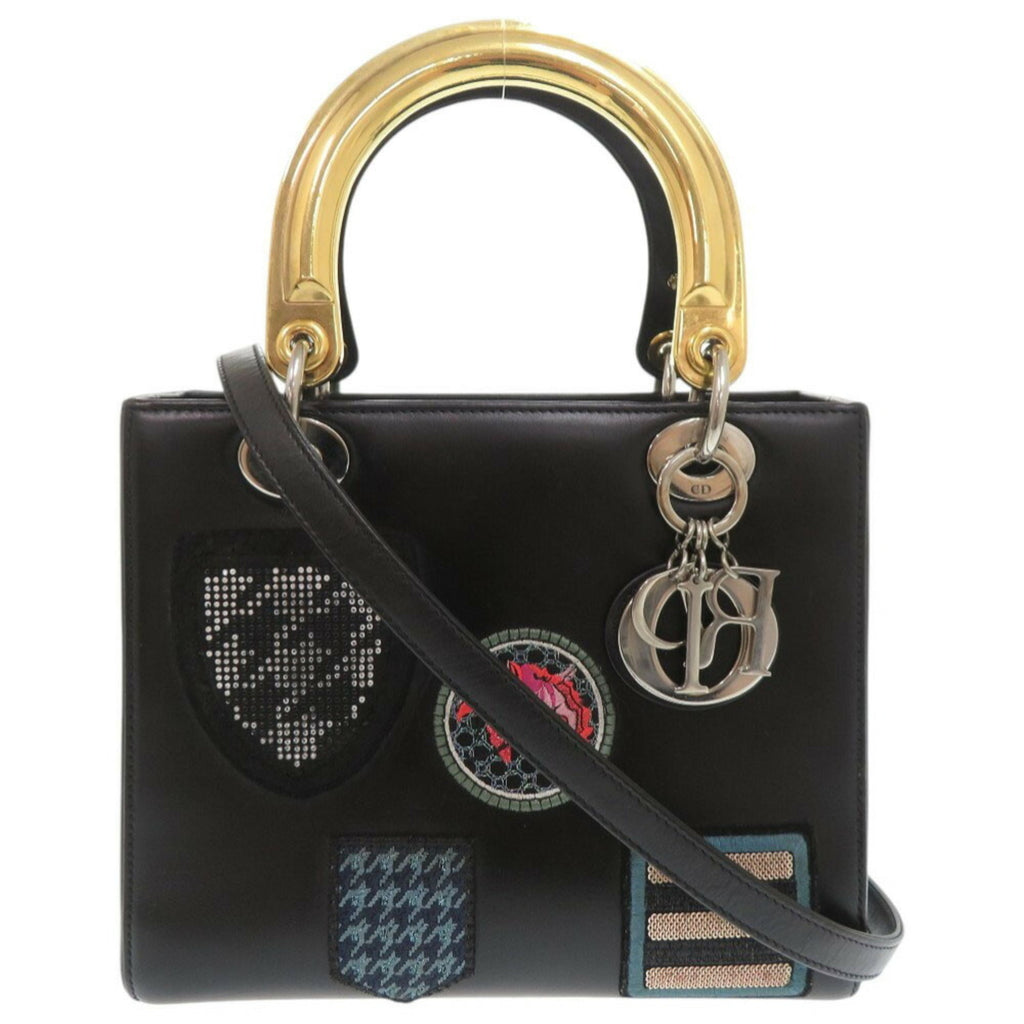 CRD Dior Lady Leather Black Multicolor Handbag Shoulder Bag 0786