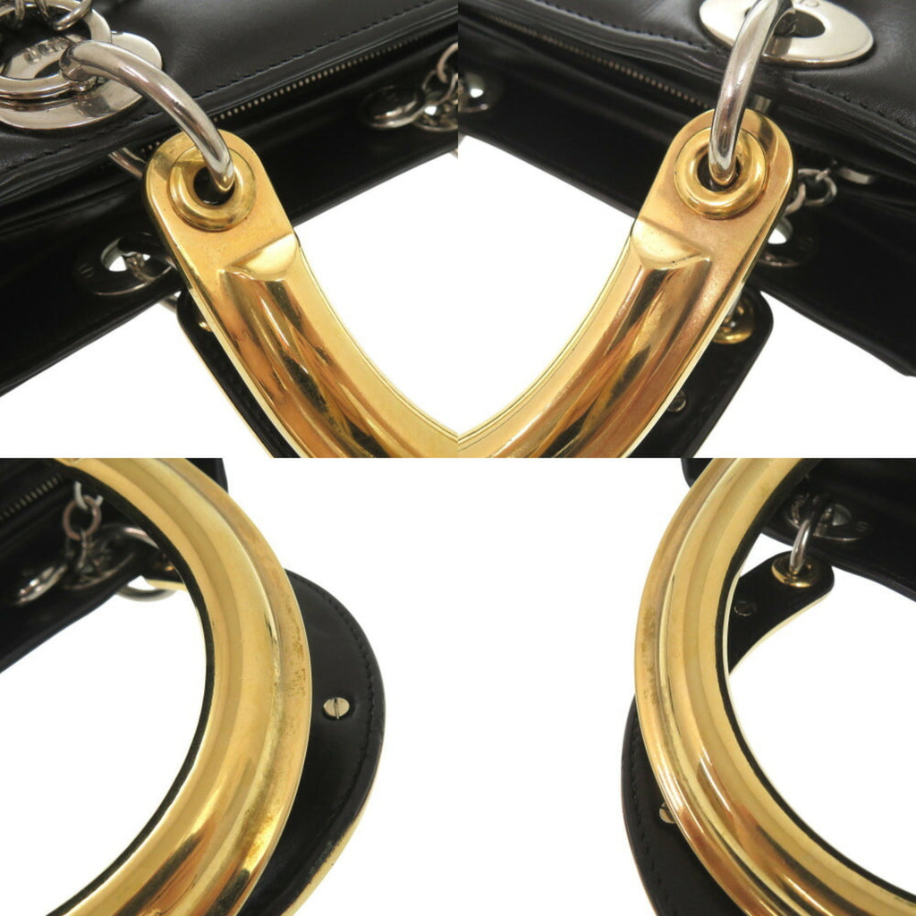 CRD Dior Lady Leather Black Multicolor Handbag Shoulder Bag 0786