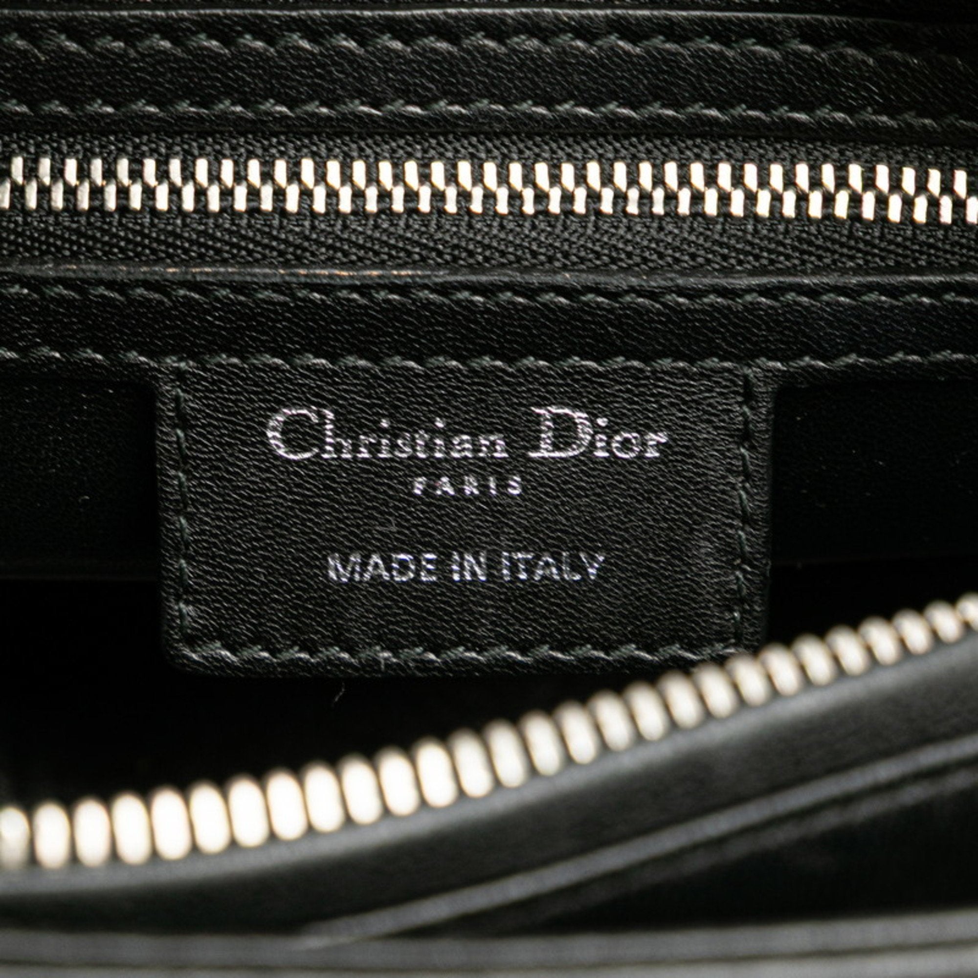 CRD Dior Dior Embroidered Flower Handbag/Shoulder Bag, 2-Way, Black/Blue Leather, Women's,