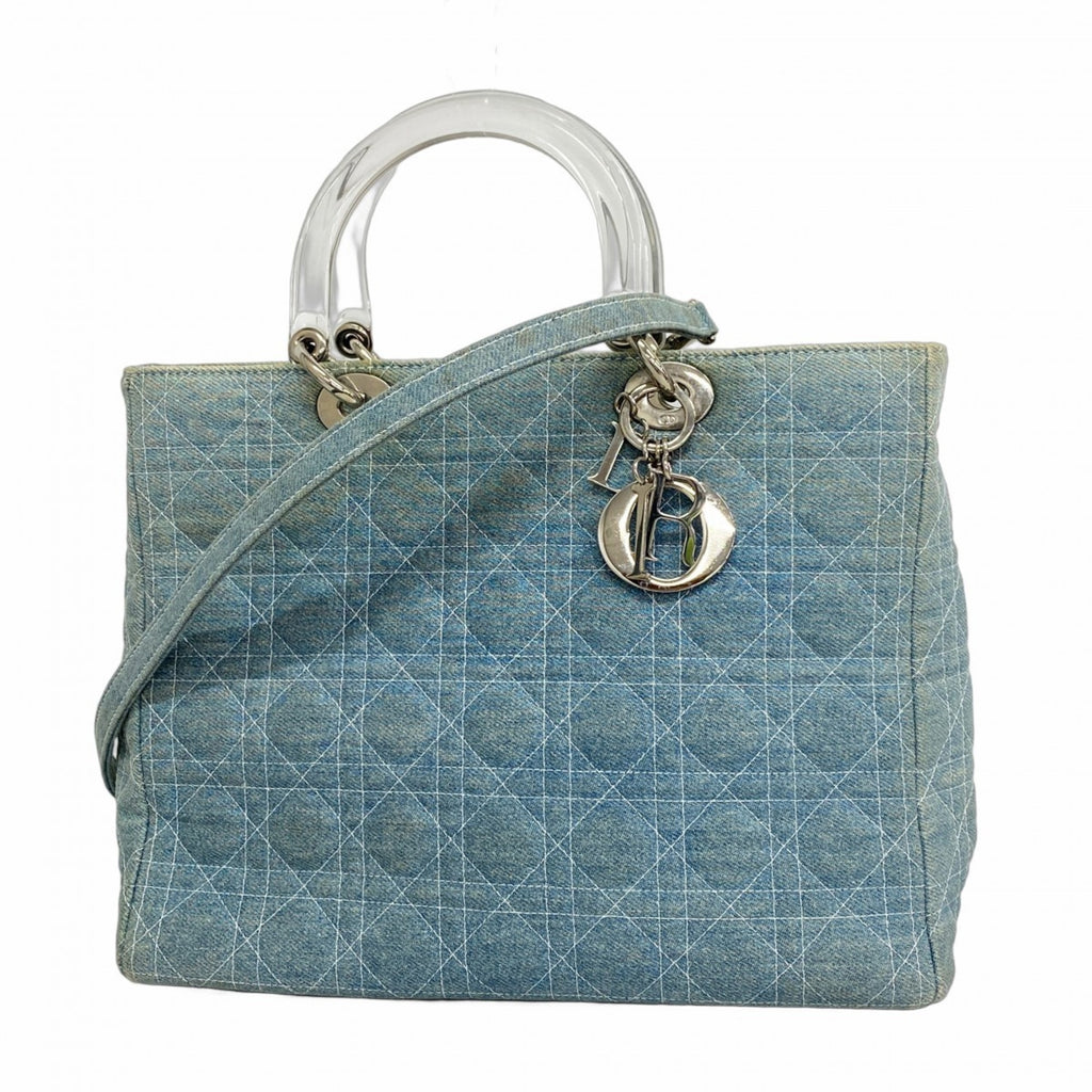 CRD Dior Cannage Lady Denim Blue 2-Way Bag for Women