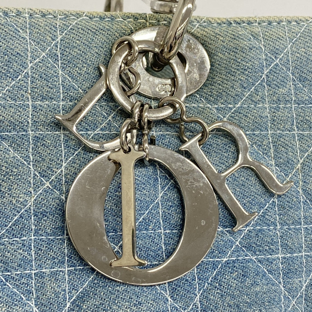 CRD Dior Cannage Lady Denim Blue 2-Way Bag for Women