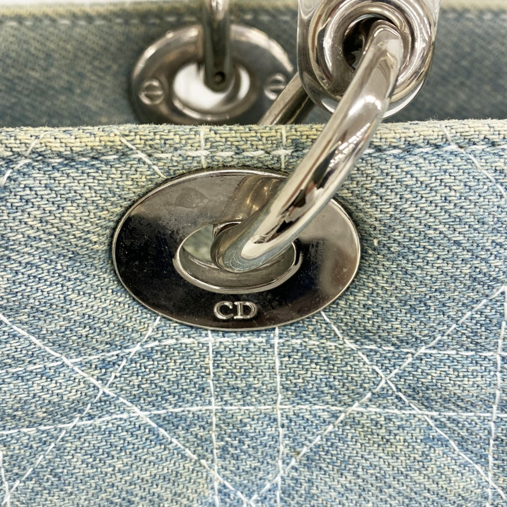 CRD Dior Cannage Lady Denim Blue 2-Way Bag for Women