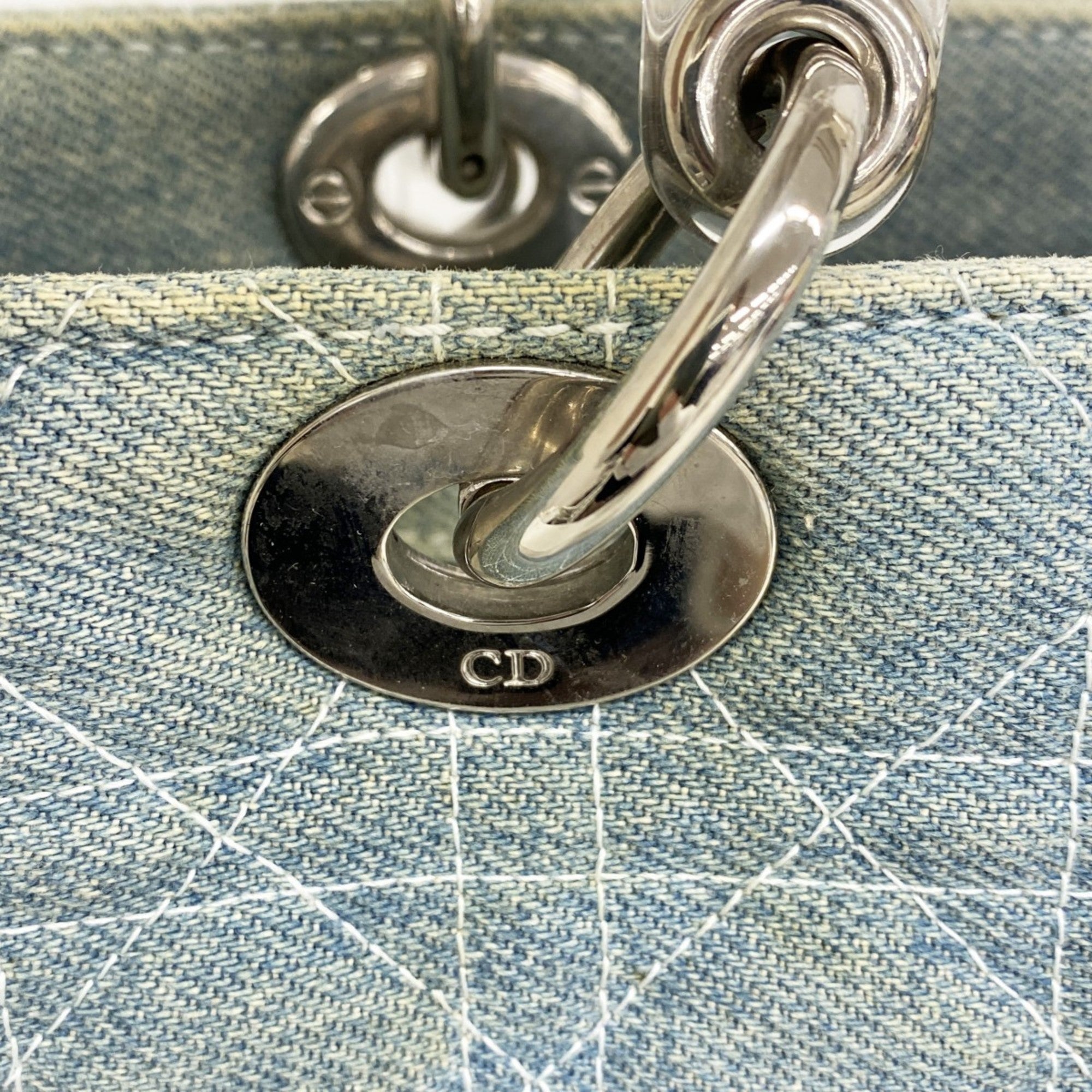 CRD Dior Cannage Lady Denim Blue 2-Way Bag for Women