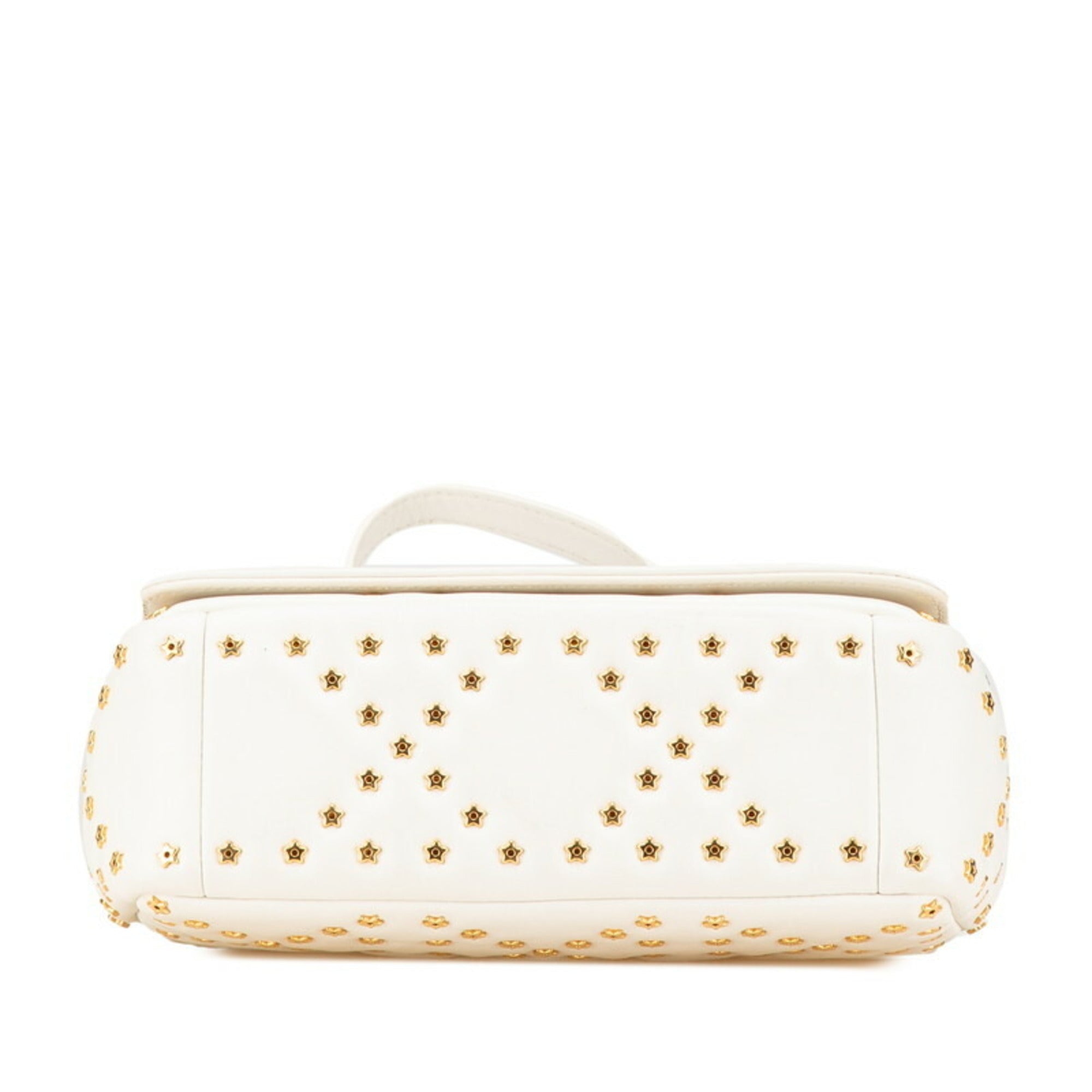 CRD Dior Caro Lucky Star Chain Shoulder Bag White Calfskin Women's