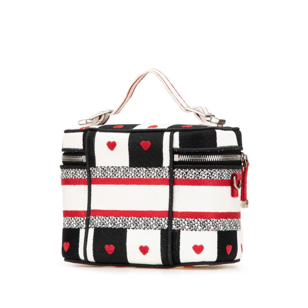 CRD Dior Dior Diora Mall Vanity Bag, Handbag, 2-Way, Black, White, Red, Canvas, Women's,