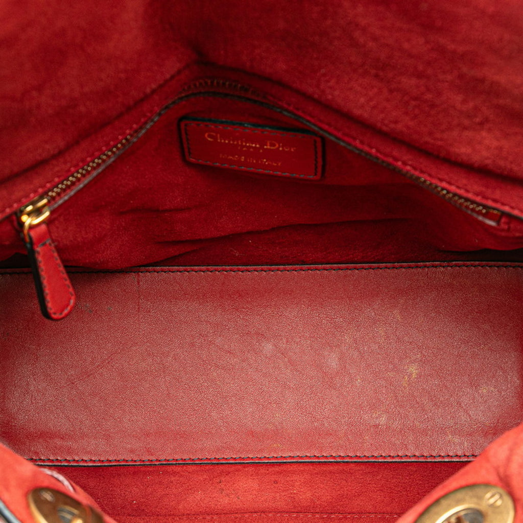 CRD Dior Dior Cannage Lady Stud Handbag/Shoulder Bag 2WAY M0579CVNZ Red Gold Lambskin Women's