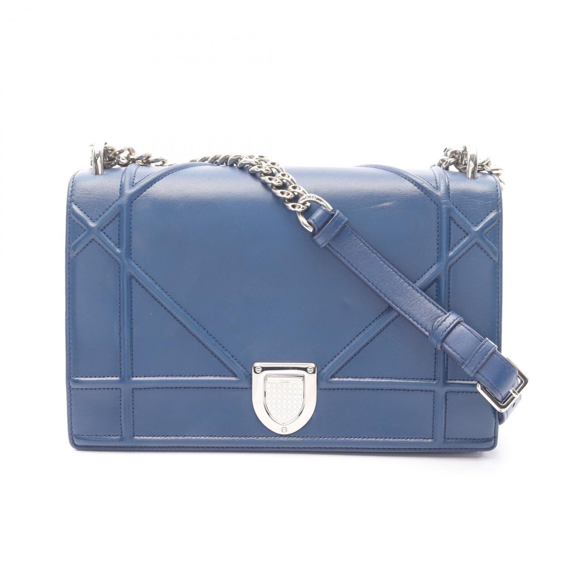 CRD Dior Dior DIORAMA Diorama Shoulder Bag, Leather, Women's, Blue, M0422OVRG