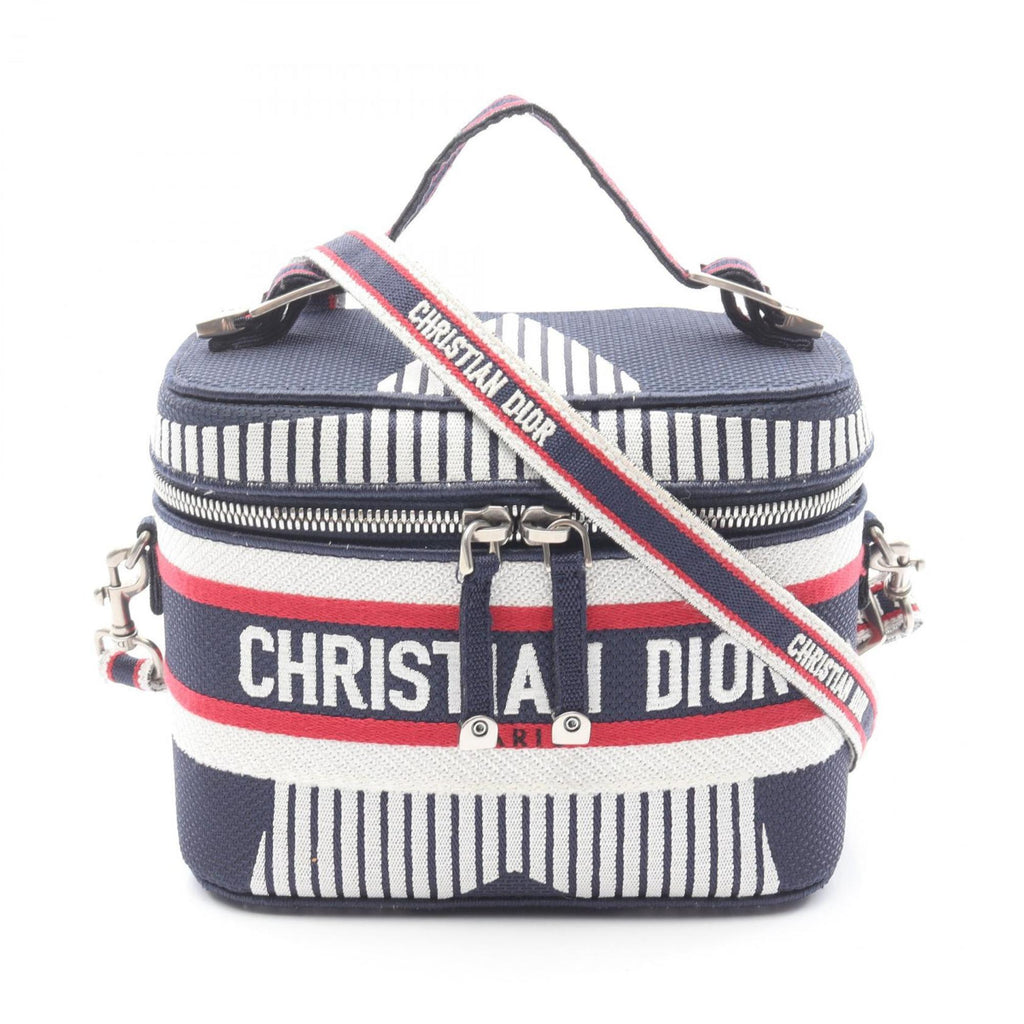 CRD Dior Dior TRAVEL Small Vanity Handbag, Canvas, Women's, Navy, White, Red