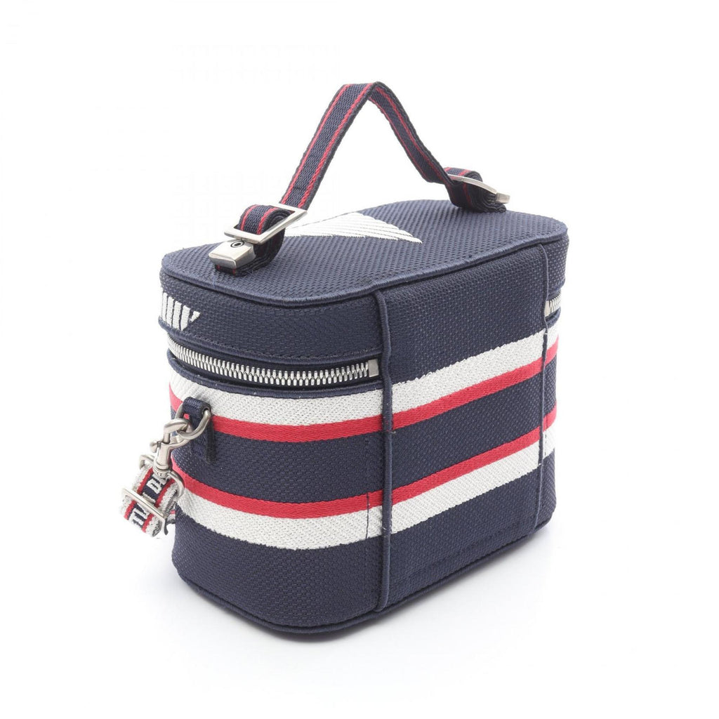 CRD Dior Dior TRAVEL Small Vanity Handbag, Canvas, Women's, Navy, White, Red