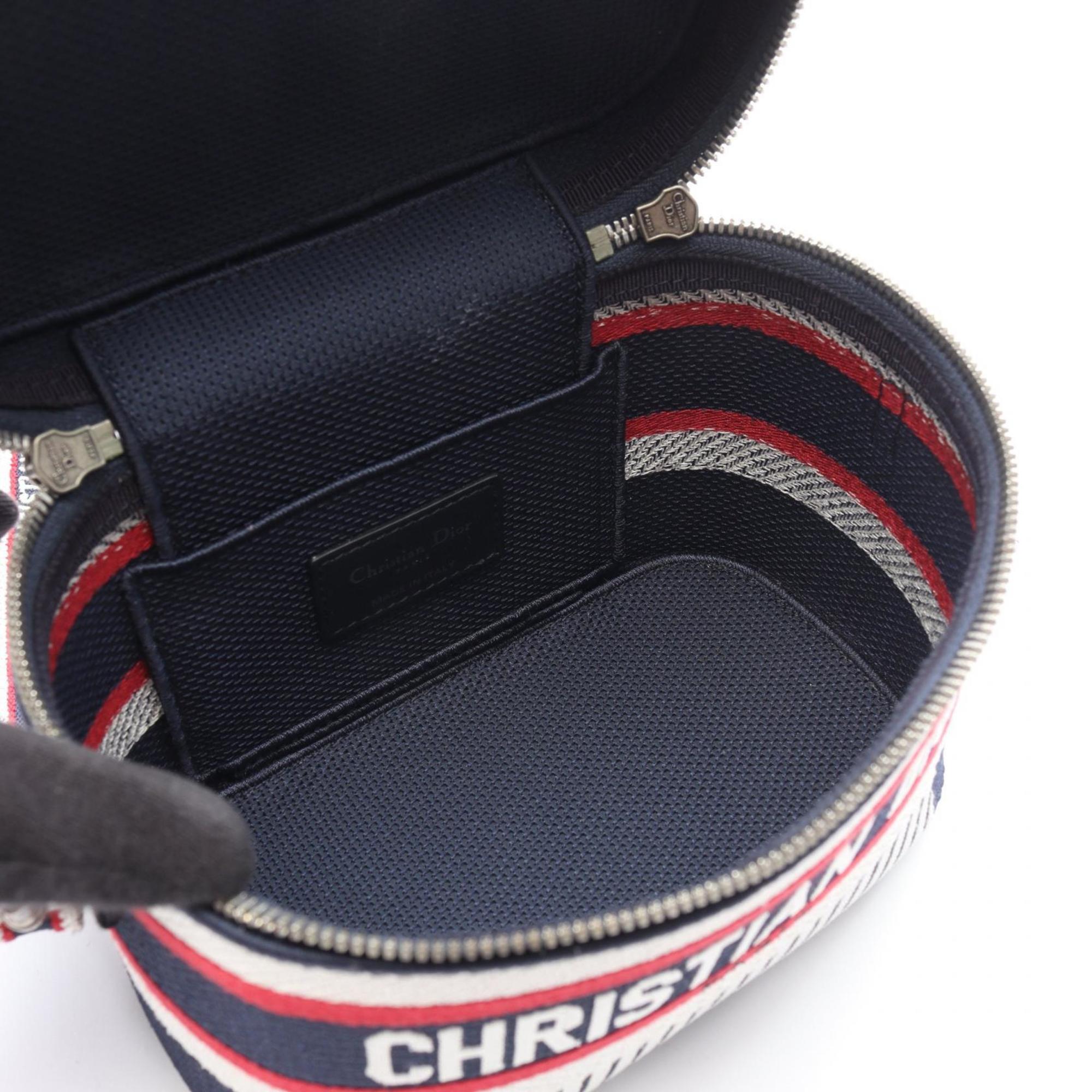 CRD Dior Dior TRAVEL Small Vanity Handbag, Canvas, Women's, Navy, White, Red