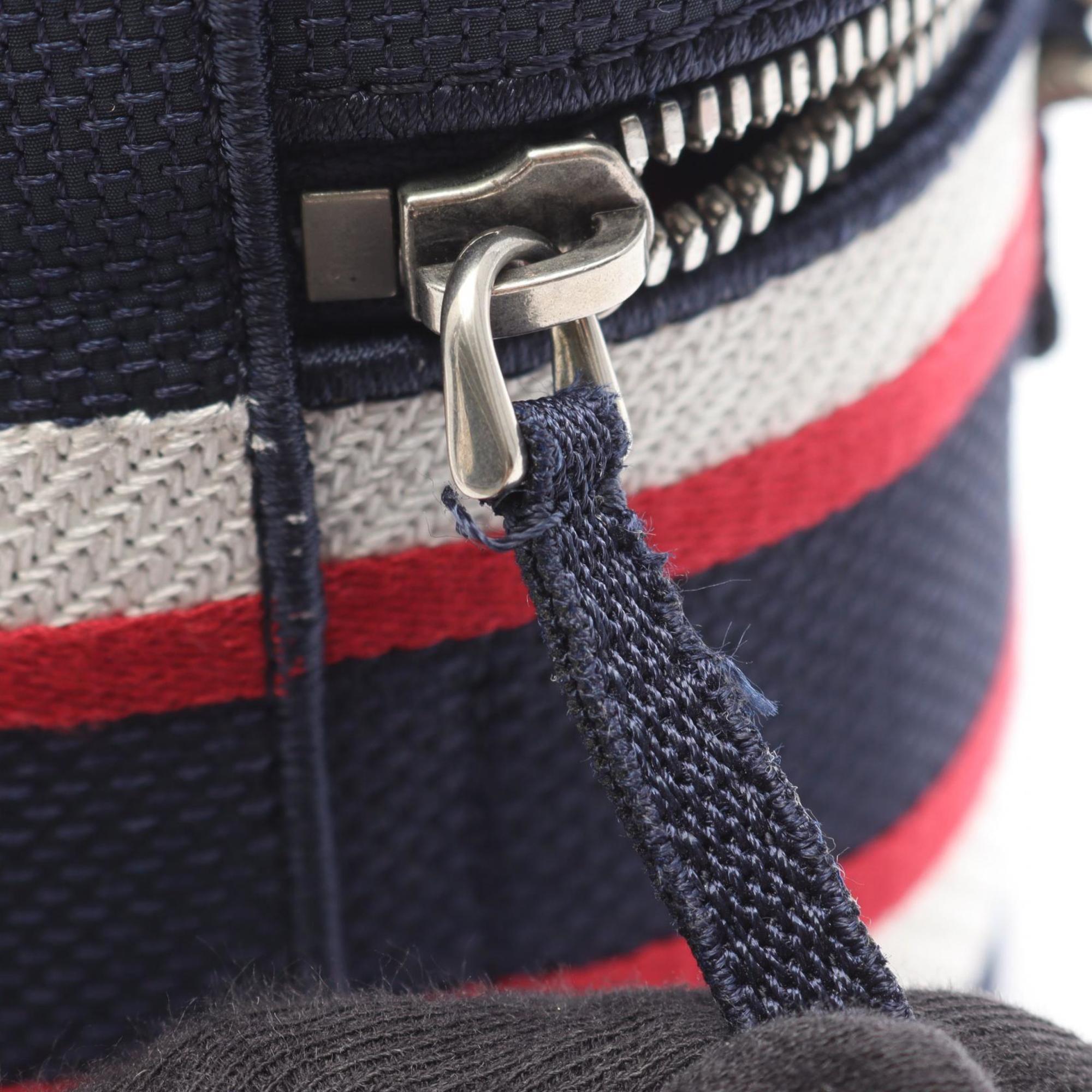 CRD Dior Dior TRAVEL Small Vanity Handbag, Canvas, Women's, Navy, White, Red