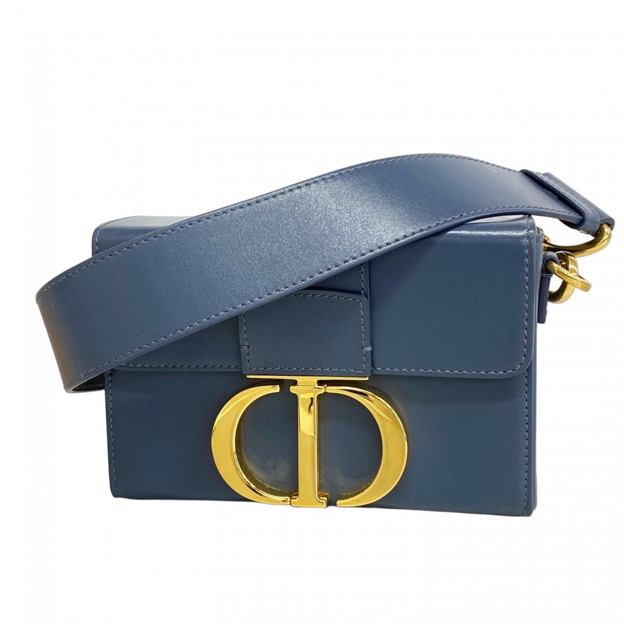 CRD Dior Montaigne Leather Shoulder Bag in Smoky Blue for Women
