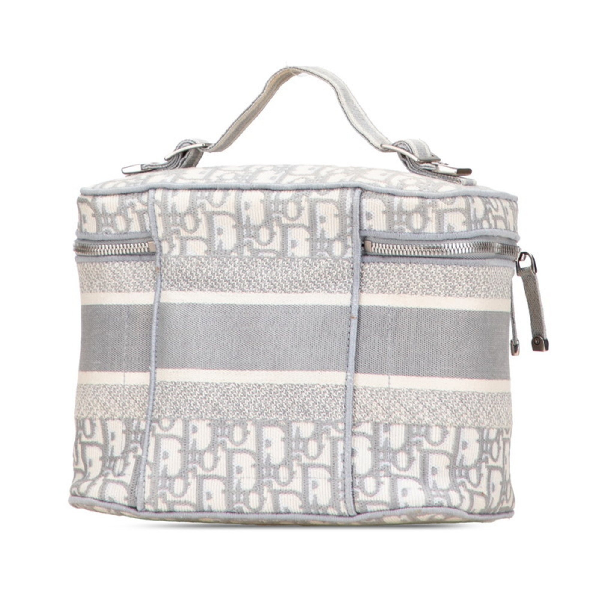CRD Dior Dior Oblique Travel Vanity Handbag in Gray and White Canvas for Women