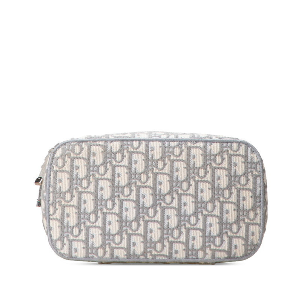 CRD Dior Dior Oblique Travel Vanity Handbag in Gray and White Canvas for Women