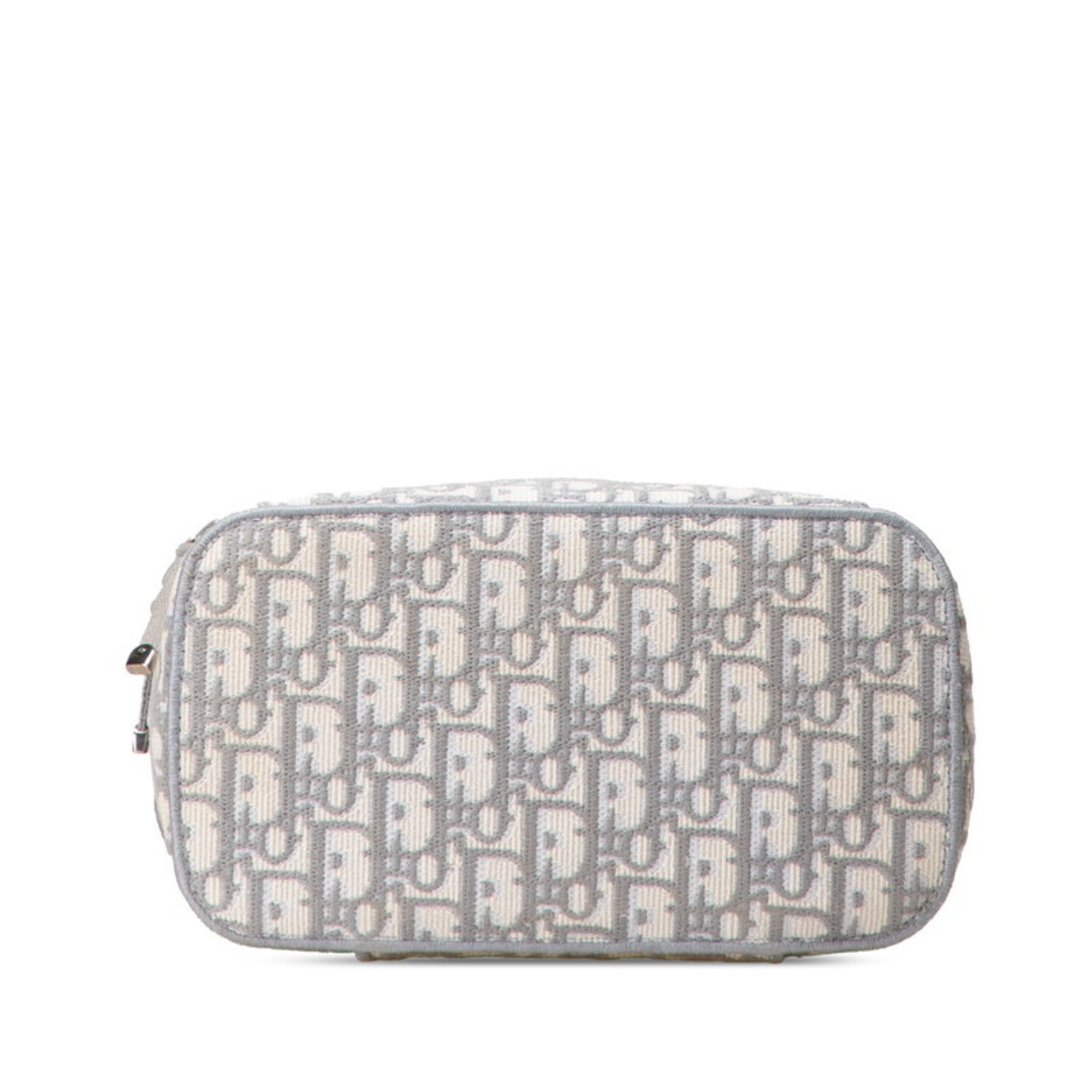 CRD Dior Dior Oblique Travel Vanity Handbag in Gray and White Canvas for Women