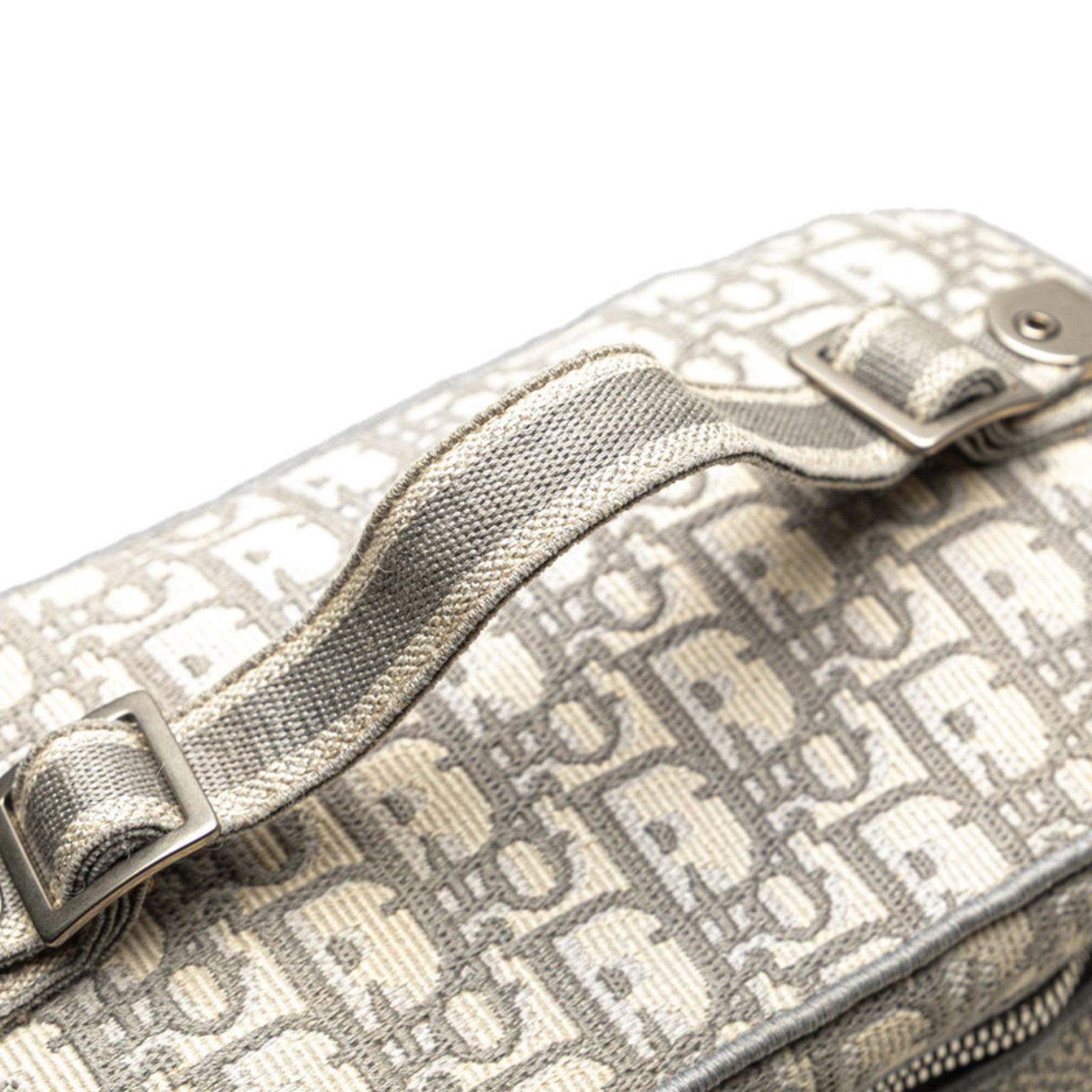 CRD Dior Dior Oblique Travel Vanity Handbag in Gray and White Canvas for Women