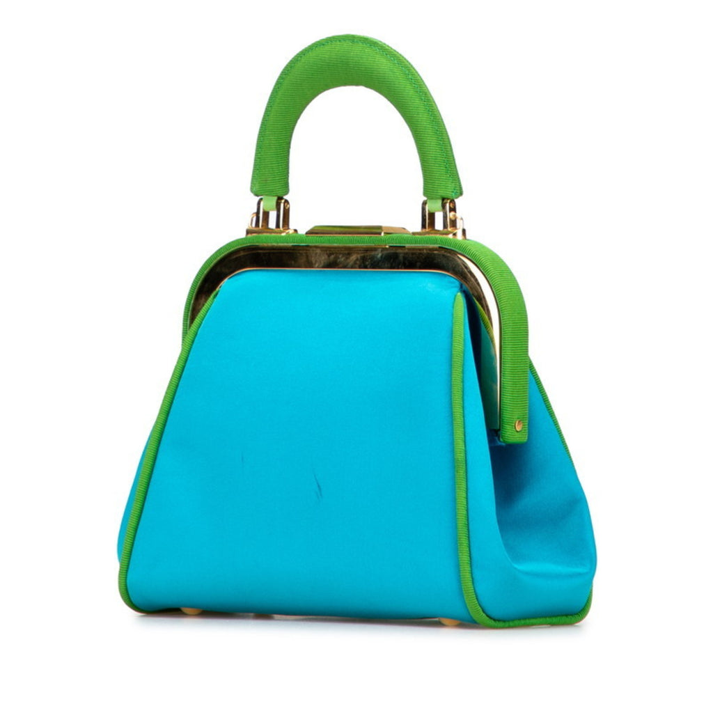 CRD Dior Dior 2-way handbag/shoulder bag in blue/green satin and canvas for women.