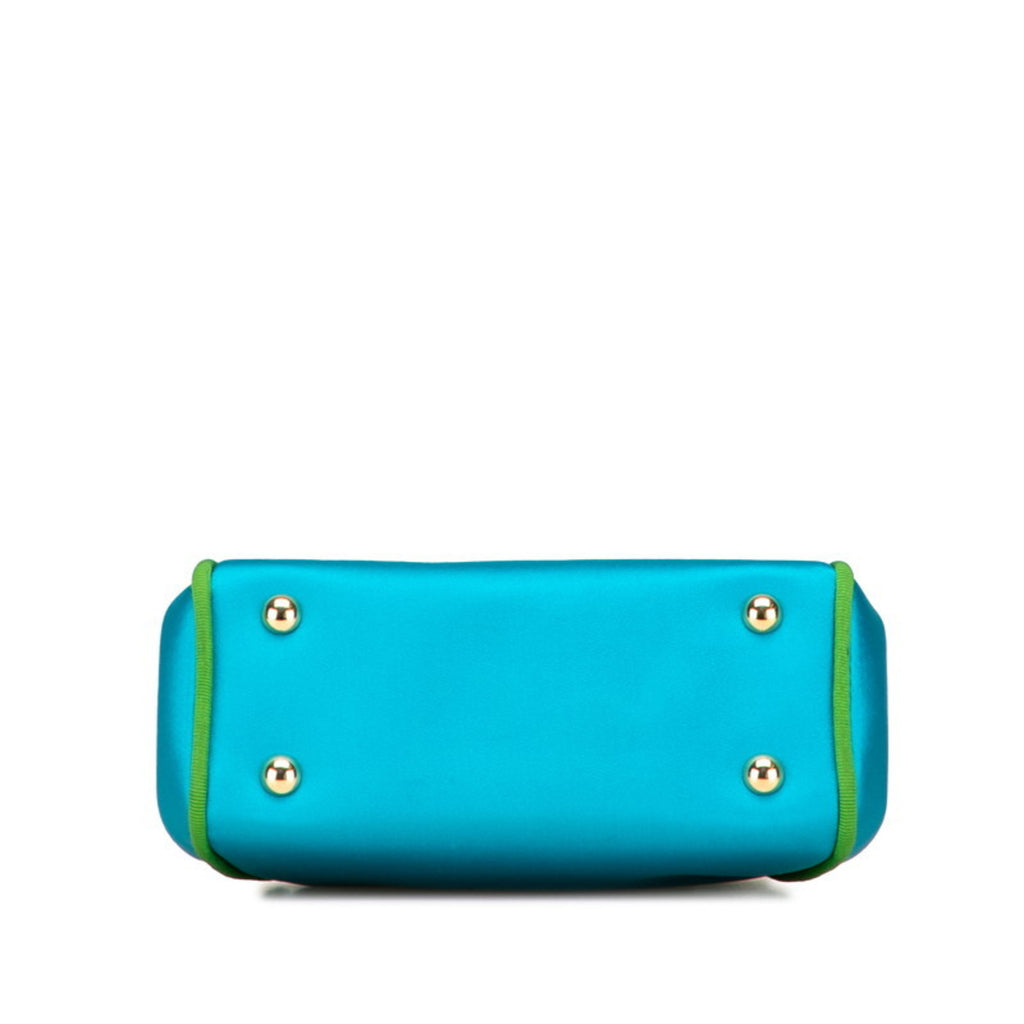 CRD Dior Dior 2-way handbag/shoulder bag in blue/green satin and canvas for women.