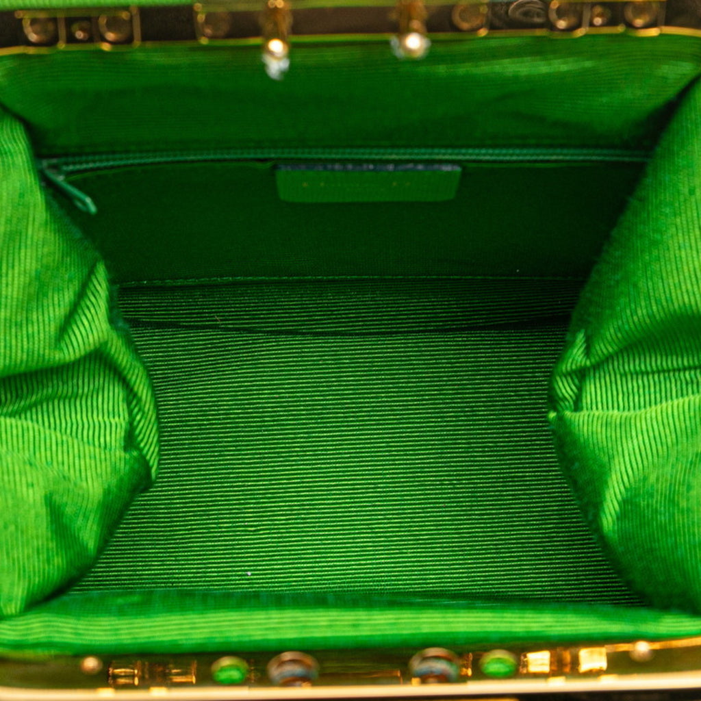 CRD Dior Dior 2-way handbag/shoulder bag in blue/green satin and canvas for women.