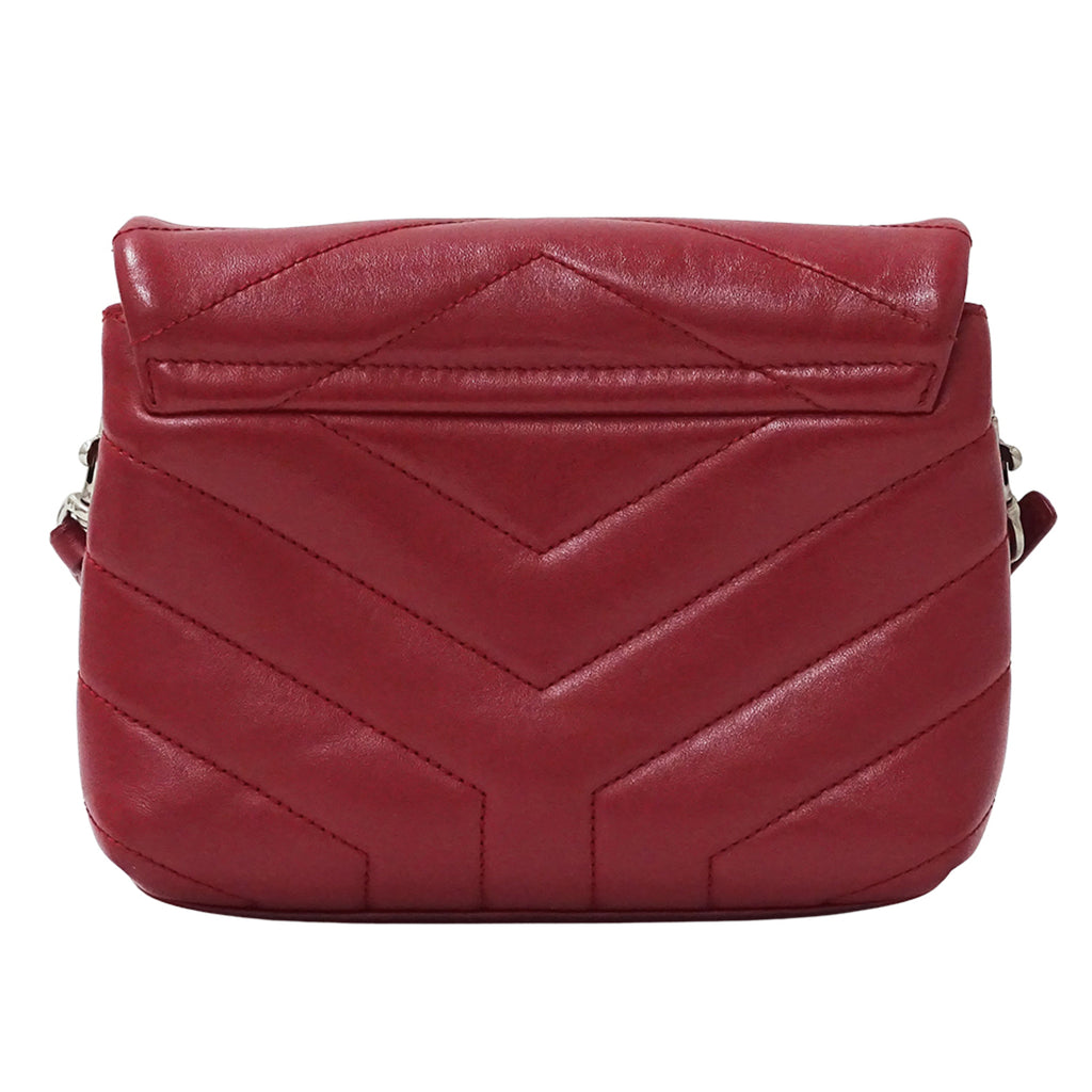 SLT Laurent Lulu Women's Shoulder Bag, Red Leather, Mini Crossbody Bag