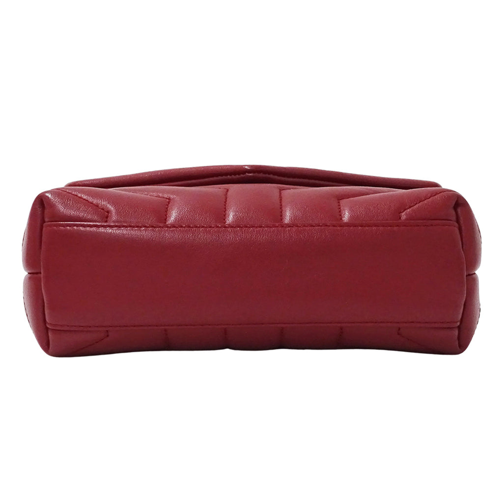 SLT Laurent Lulu Women's Shoulder Bag, Red Leather, Mini Crossbody Bag