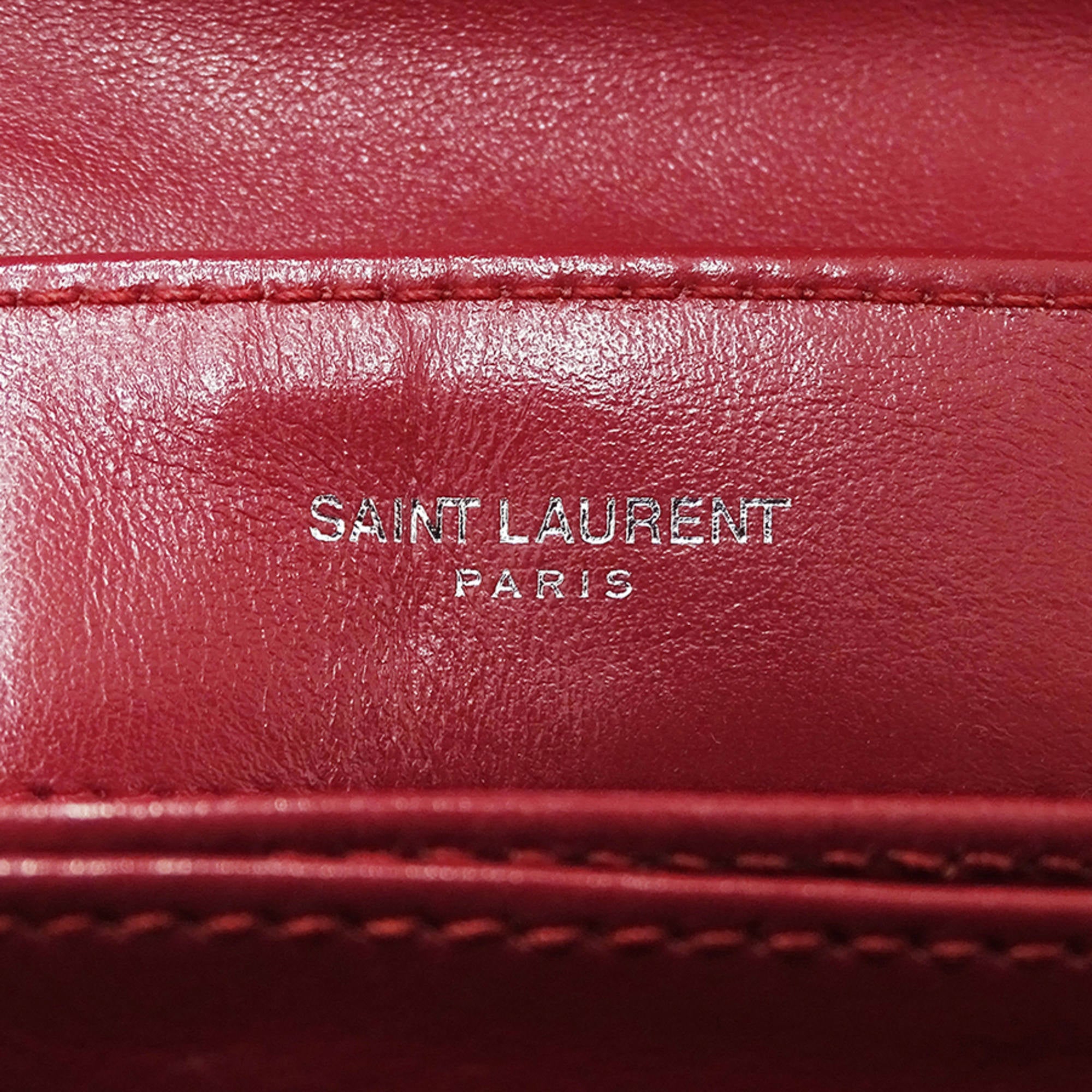 SLT Laurent Lulu Women's Shoulder Bag, Red Leather, Mini Crossbody Bag