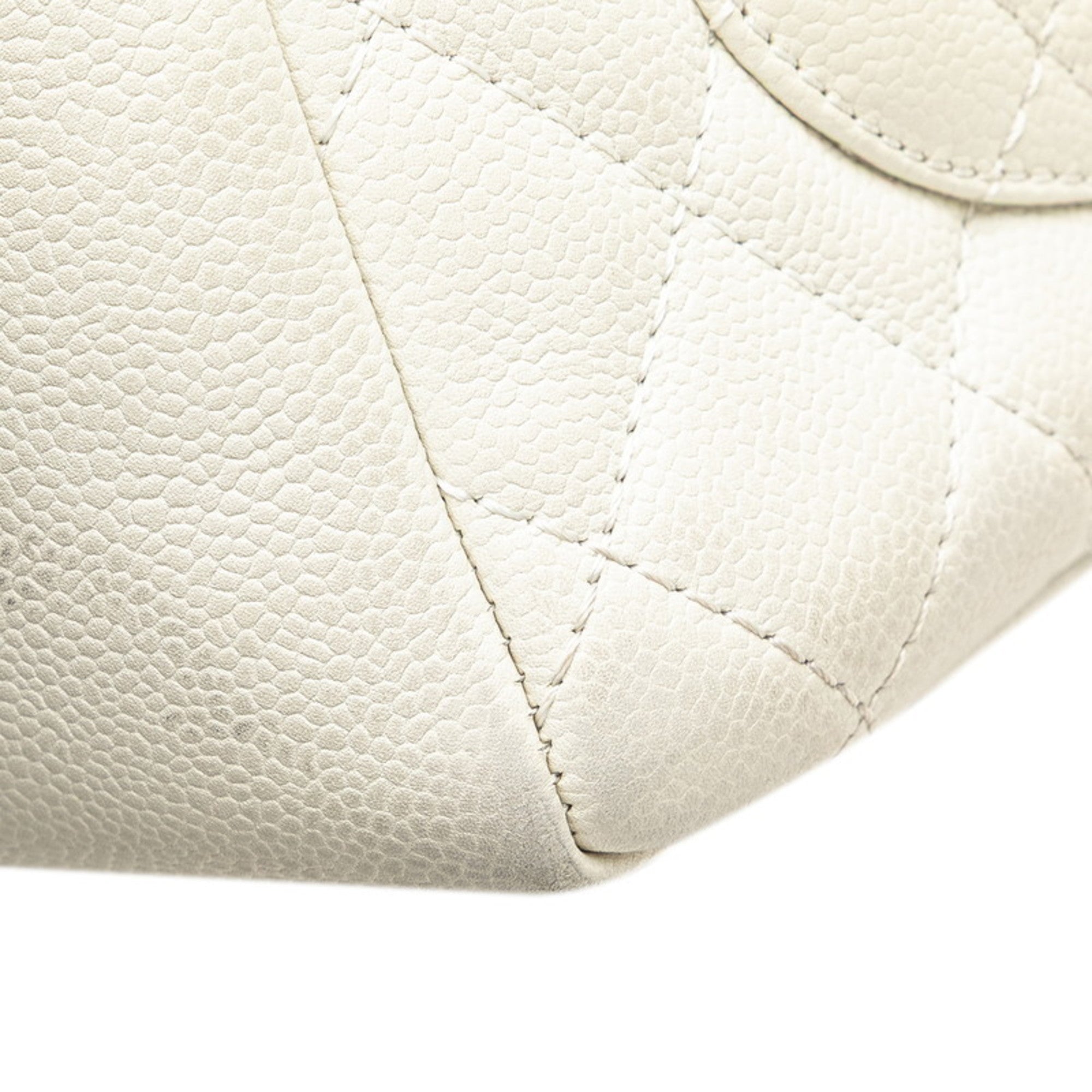 CHL Matelasse Coco Mark Chain Tote Bag Shoulder White Caviar Skin Women's