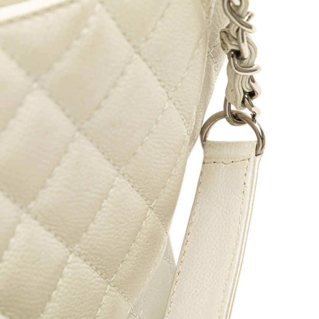 CHL Matelasse Coco Mark Chain Tote Bag Shoulder White Caviar Skin Women's