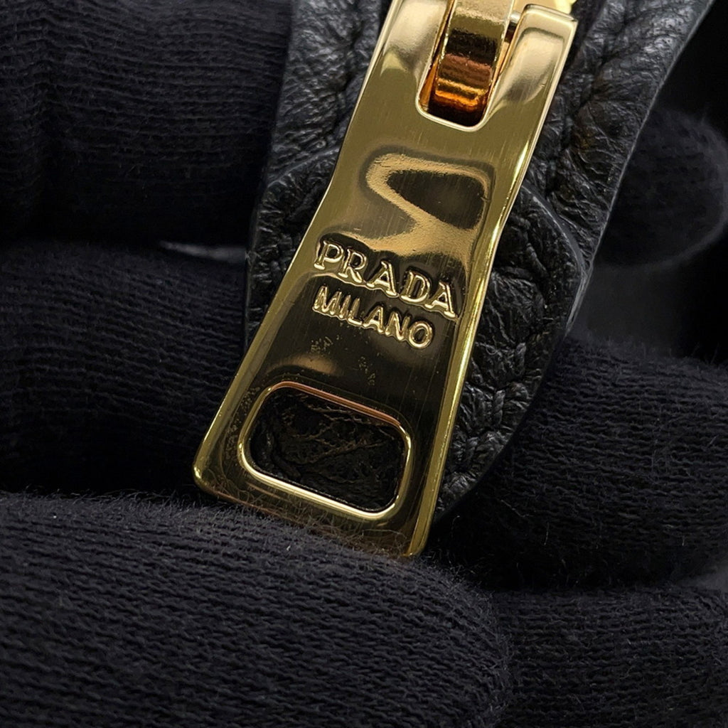 PDA Small Vitello Dino Leather Handbag 1BC145 PRADA 2-Way Shoulder Bag Black