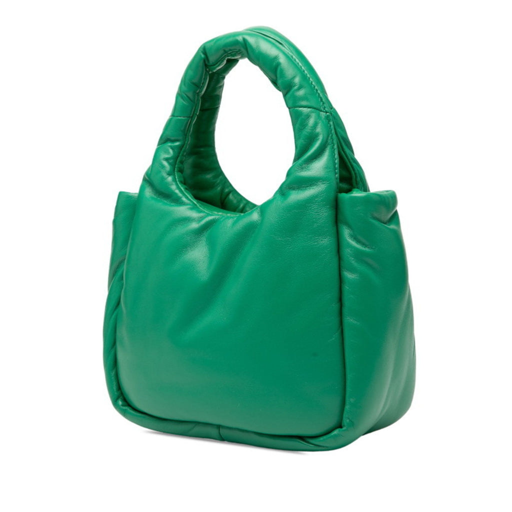PDA Triangle Logo Plate Mini Handbag/Shoulder Bag 2WAY 1BA359 Green Leather Women's PRADA