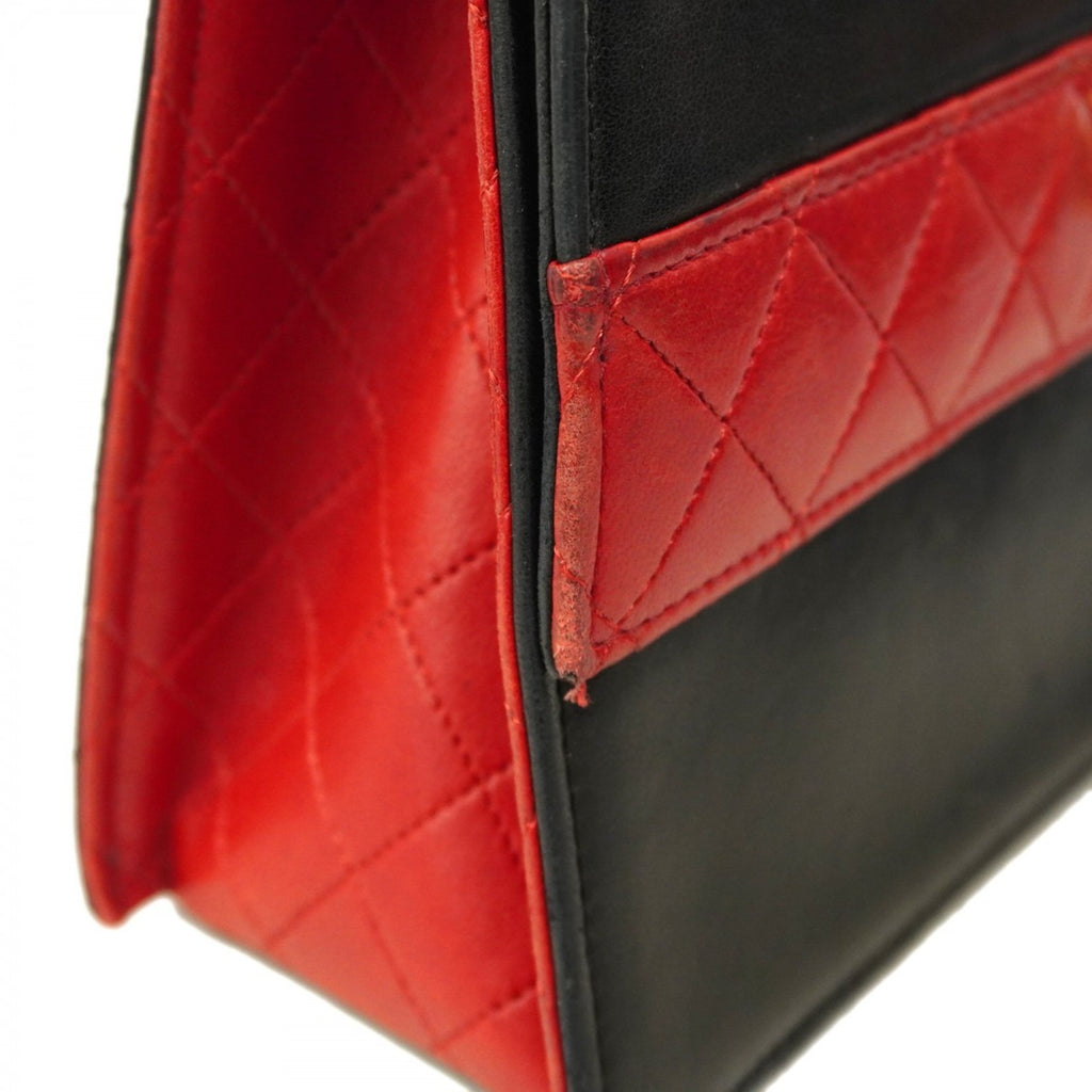 CHL Matelasse Shoulder Bag with Chain Bag, Lambskin, Black and Red, Women's