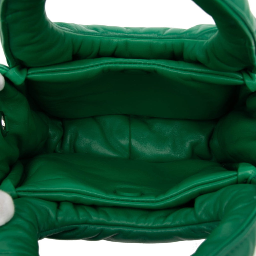 PDA Triangle Logo Plate Mini Handbag/Shoulder Bag 2WAY 1BA359 Green Leather Women's PRADA