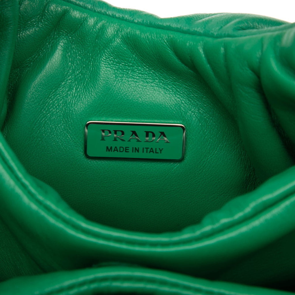 PDA Triangle Logo Plate Mini Handbag/Shoulder Bag 2WAY 1BA359 Green Leather Women's PRADA