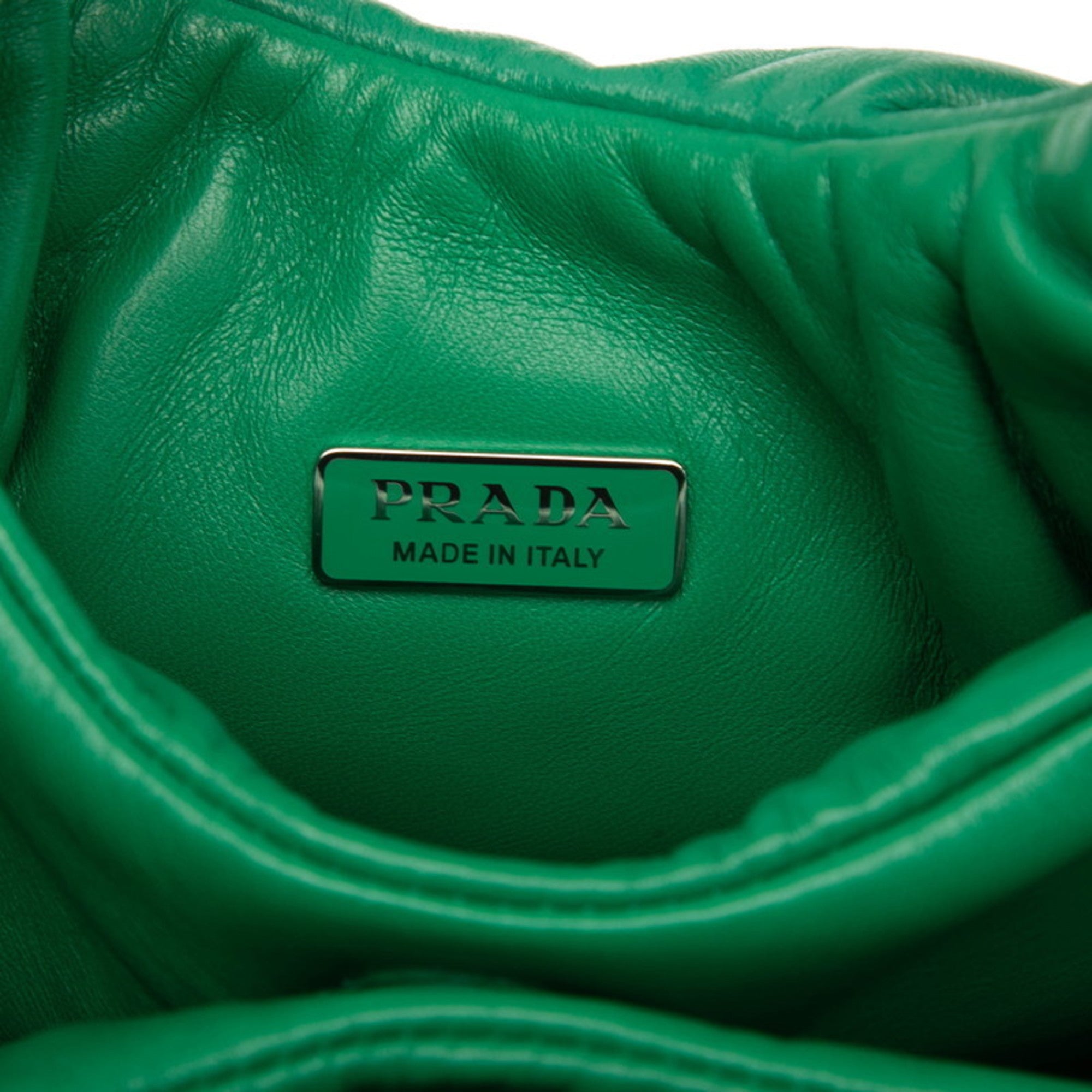 PDA Triangle Logo Plate Mini Handbag/Shoulder Bag 2WAY 1BA359 Green Leather Women's PRADA