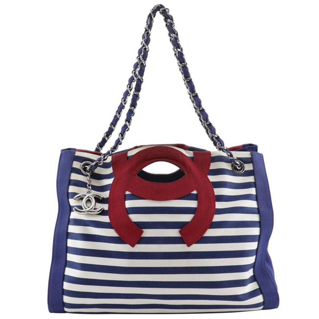 CHL Chain Tote Bag Cruise Line Border 7944 Cotton x Nylon Navy 2way Women's