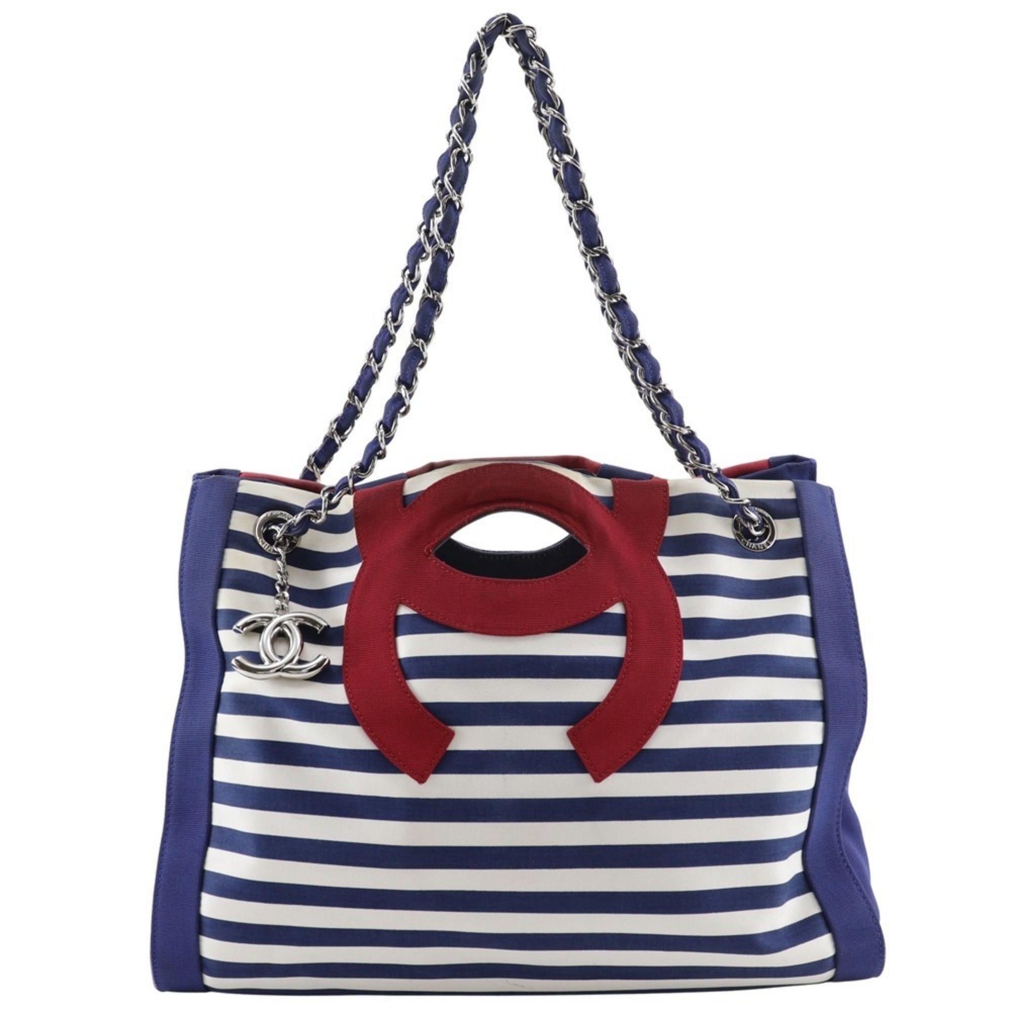CHL Chain Tote Bag Cruise Line Border 7944 Cotton x Nylon Navy 2way Women's